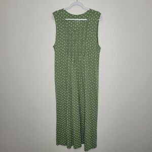 Country Store green floral cottagecore maxi modest tie back dress size xl